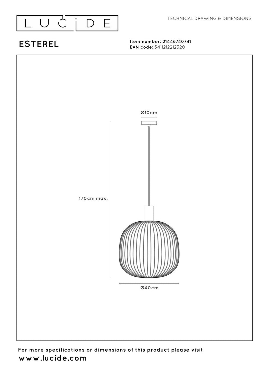 Lucide ESTEREL hanglamp Ø 40 cm, GU10, taupe