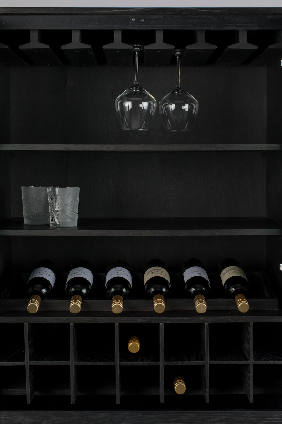 Travis wijnkast/ drankkast eikenhout zwart