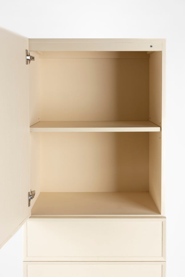 June opbergkast/ kledingkast 1 deur + 3 lades hout beige