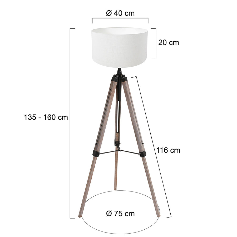 Vloerlamp triek 4100zw met wit linnen kap ø40 cm