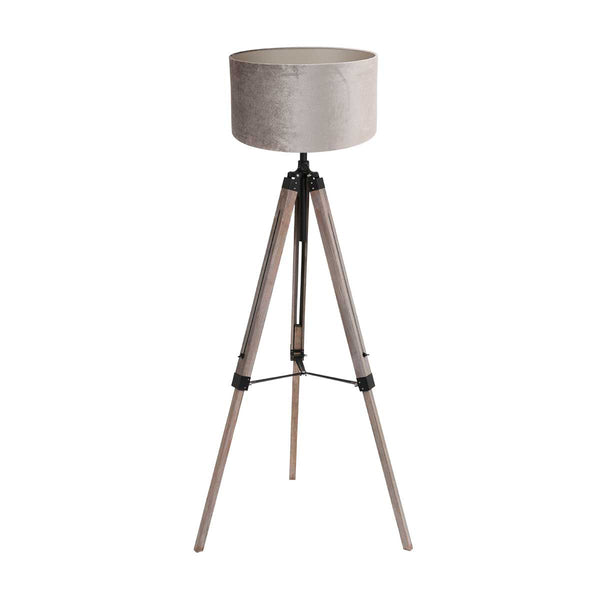 Vloerlamp triek 4106zw met grijze velours kap ø40 cm
