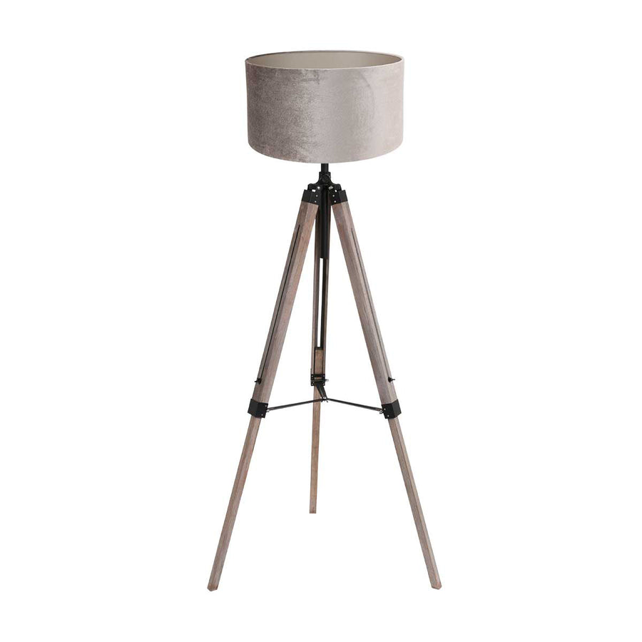 Vloerlamp triek 4106zw met grijze velours kap ø40 cm