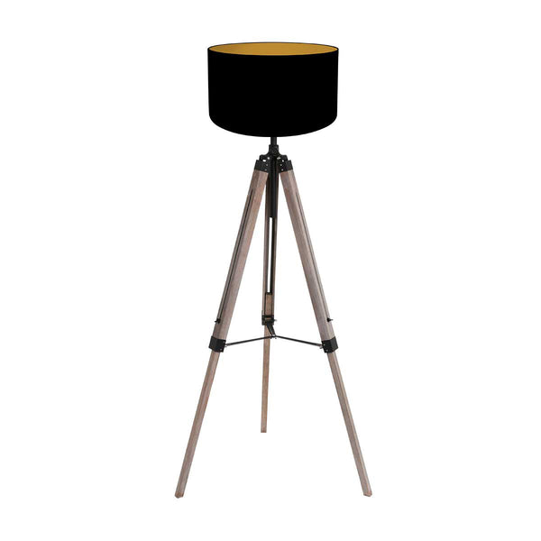 Vloerlamp triek 4107zw met zwart-gouden linnen kap ø40 cm
