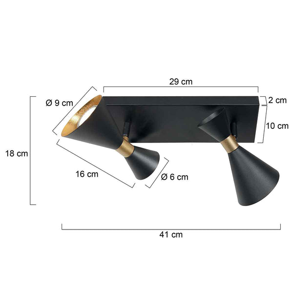 Zwarte 2 lichts spot preto 4110zw met gu10 fittingen