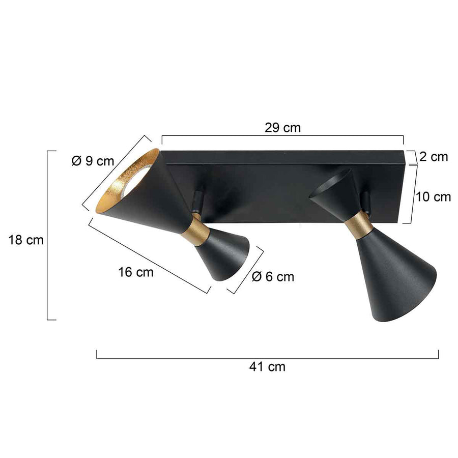 Zwarte 2 lichts spot preto 4110zw met gu10 fittingen