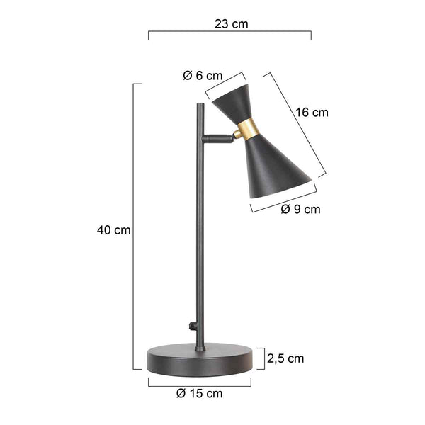 Zwarte 1 lichts tafellamp preto 4111zw met gu10 fitting