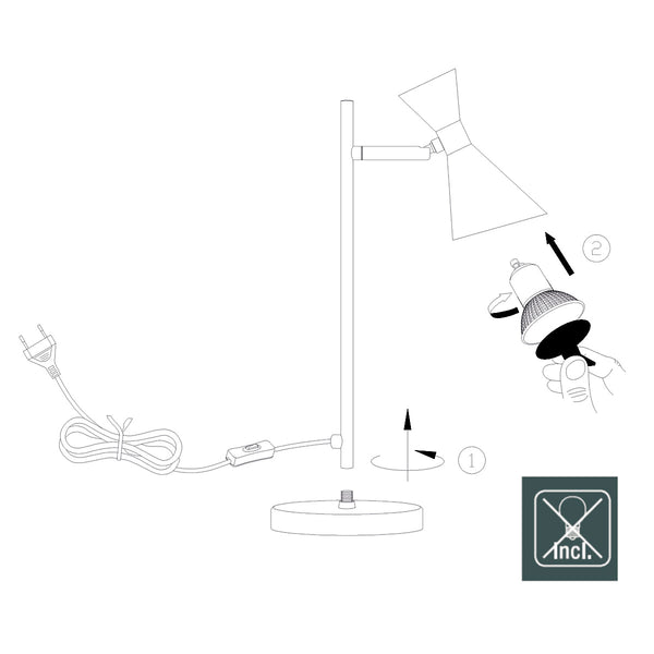 Zwarte 1 lichts tafellamp preto 4111zw met gu10 fitting