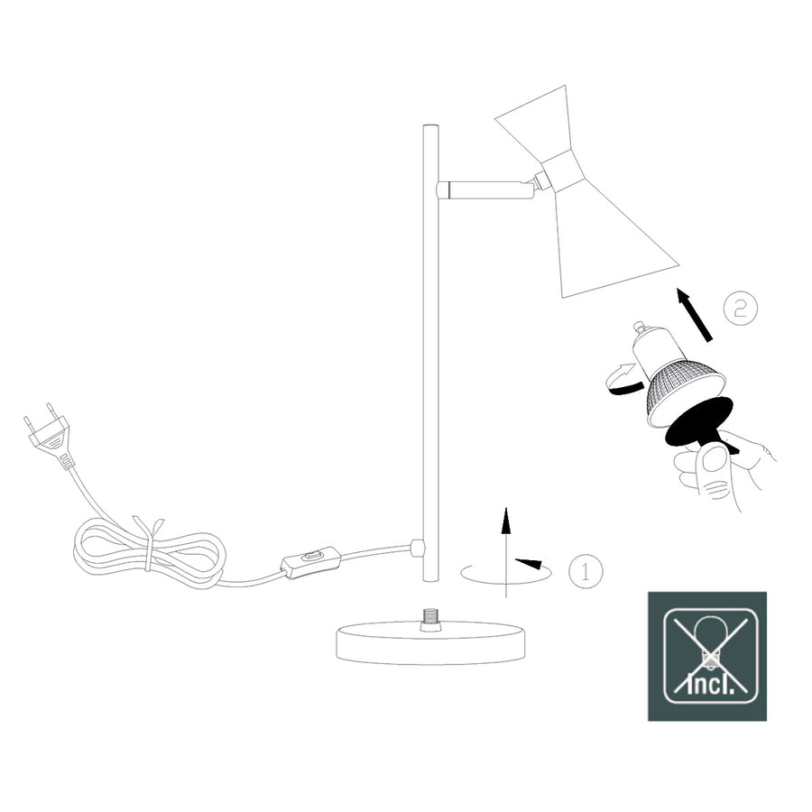 Zwarte 1 lichts tafellamp preto 4111zw met gu10 fitting