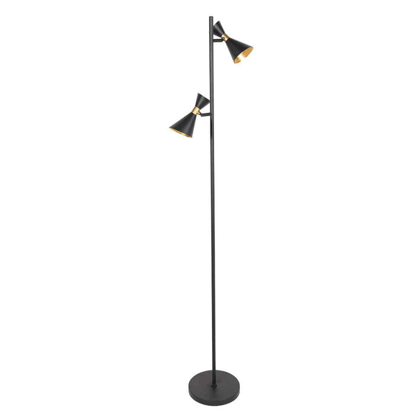 Zwarte 2 lichts vloerlamp preto 4112zw met gu10 fittingen