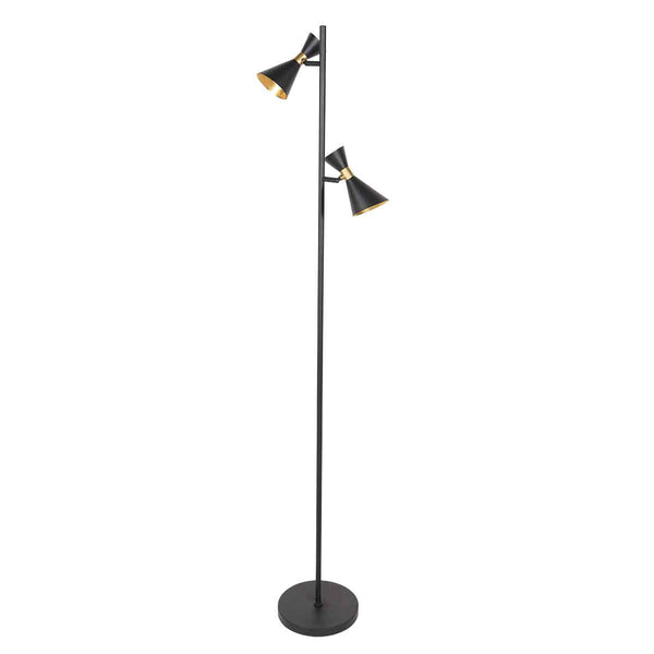 Zwarte 2 lichts vloerlamp preto 4112zw met gu10 fittingen