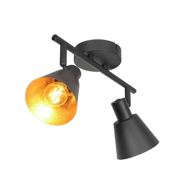 Zwarte 2 lichts spot oeroe 4114zw met e14 fittingen