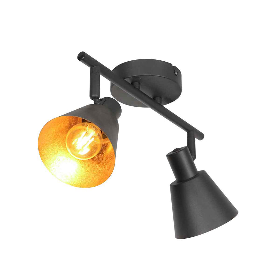 Zwarte 2 lichts spot oeroe 4114zw met e14 fittingen
