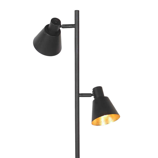 Zwarte 2 lichts vloerlamp oeroe 4117zw met e14 fittingen