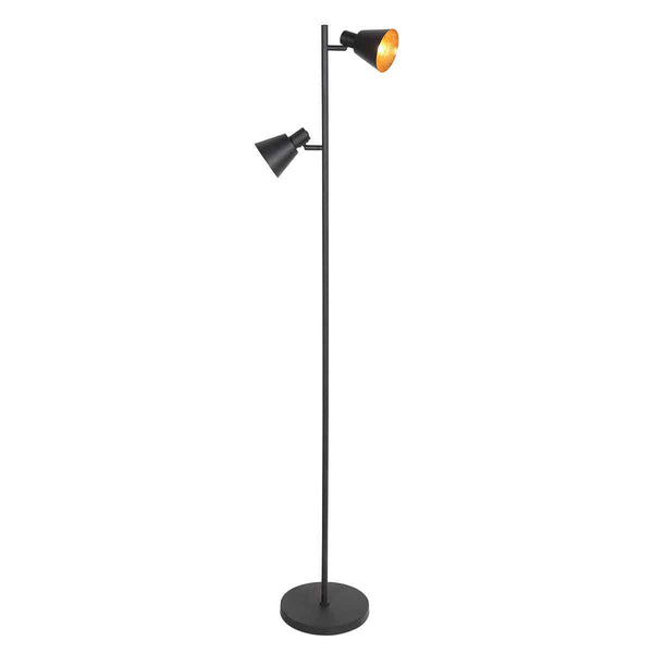 Zwarte 2 lichts vloerlamp oeroe 4117zw met e14 fittingen