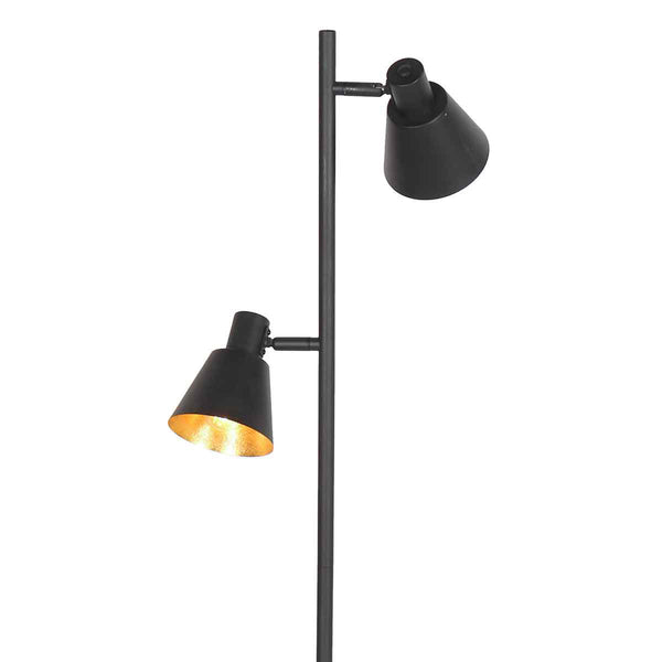 Zwarte 2 lichts vloerlamp oeroe 4117zw met e14 fittingen