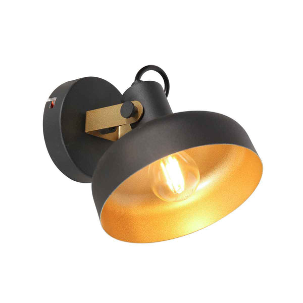 Zwarte wandlamp prato 4118zw met e14 fitting