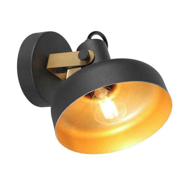 Zwarte wandlamp prato 4118zw met e14 fitting