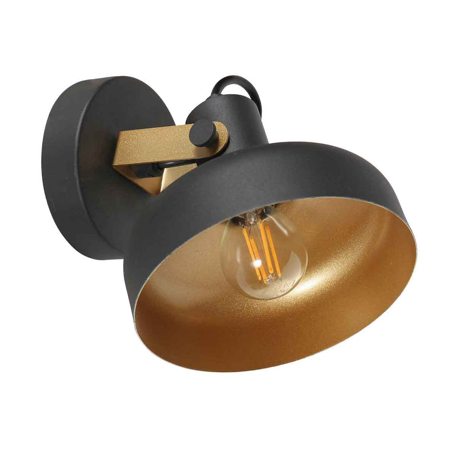 Zwarte wandlamp prato 4118zw met e14 fitting