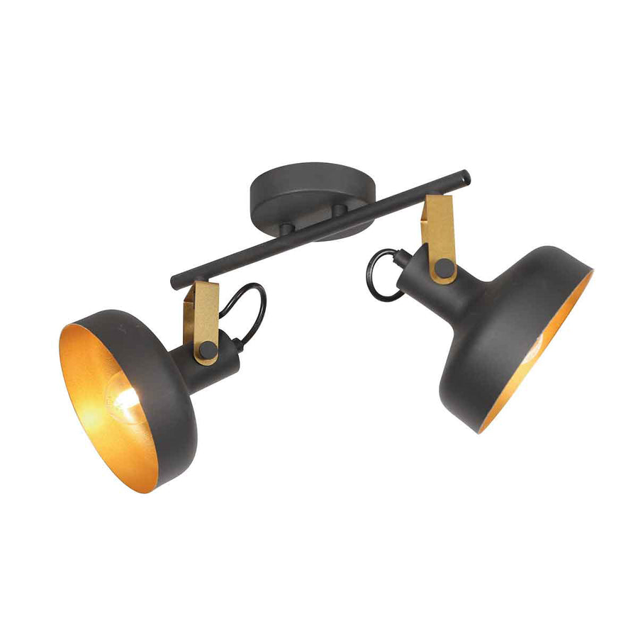 Zwarte 2 lichts spot / wandlamp prato 4119zw