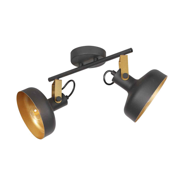 Zwarte 2 lichts spot / wandlamp prato 4119zw