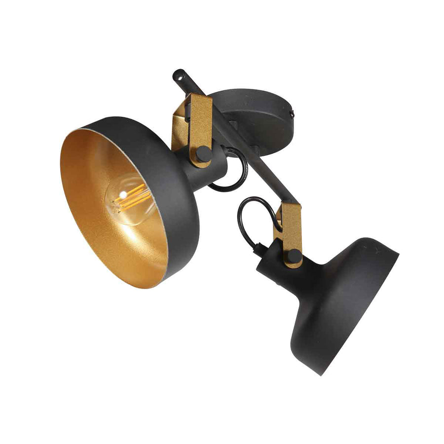 Zwarte 2 lichts spot / wandlamp prato 4119zw