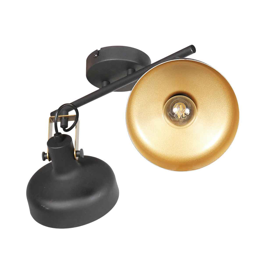 Zwarte 2 lichts spot / wandlamp prato 4119zw