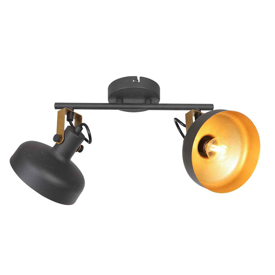 Zwarte 2 lichts spot / wandlamp prato 4119zw
