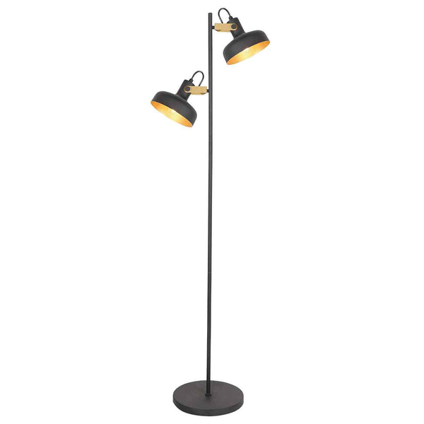 Zwarte 2 lichts vloerlamp prato 4121zw met e14 fittingen