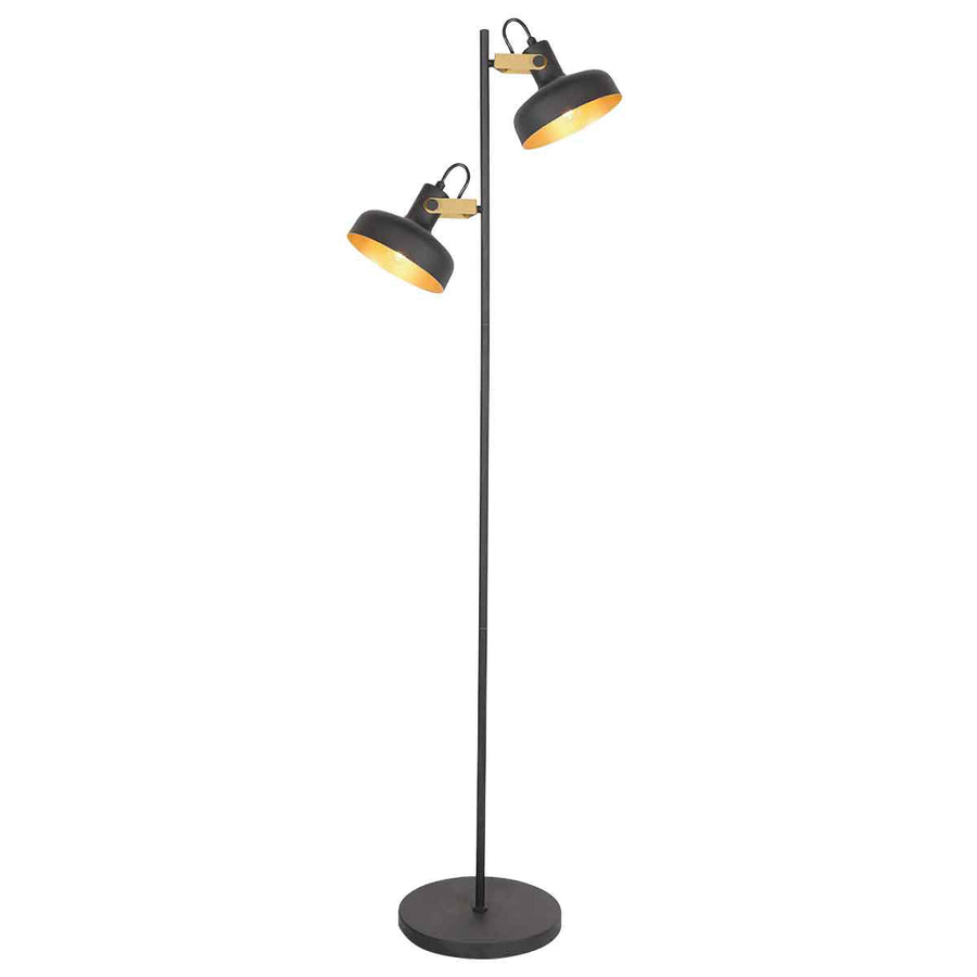 Zwarte 2 lichts vloerlamp prato 4121zw met e14 fittingen
