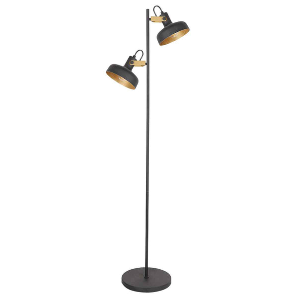Zwarte 2 lichts vloerlamp prato 4121zw met e14 fittingen