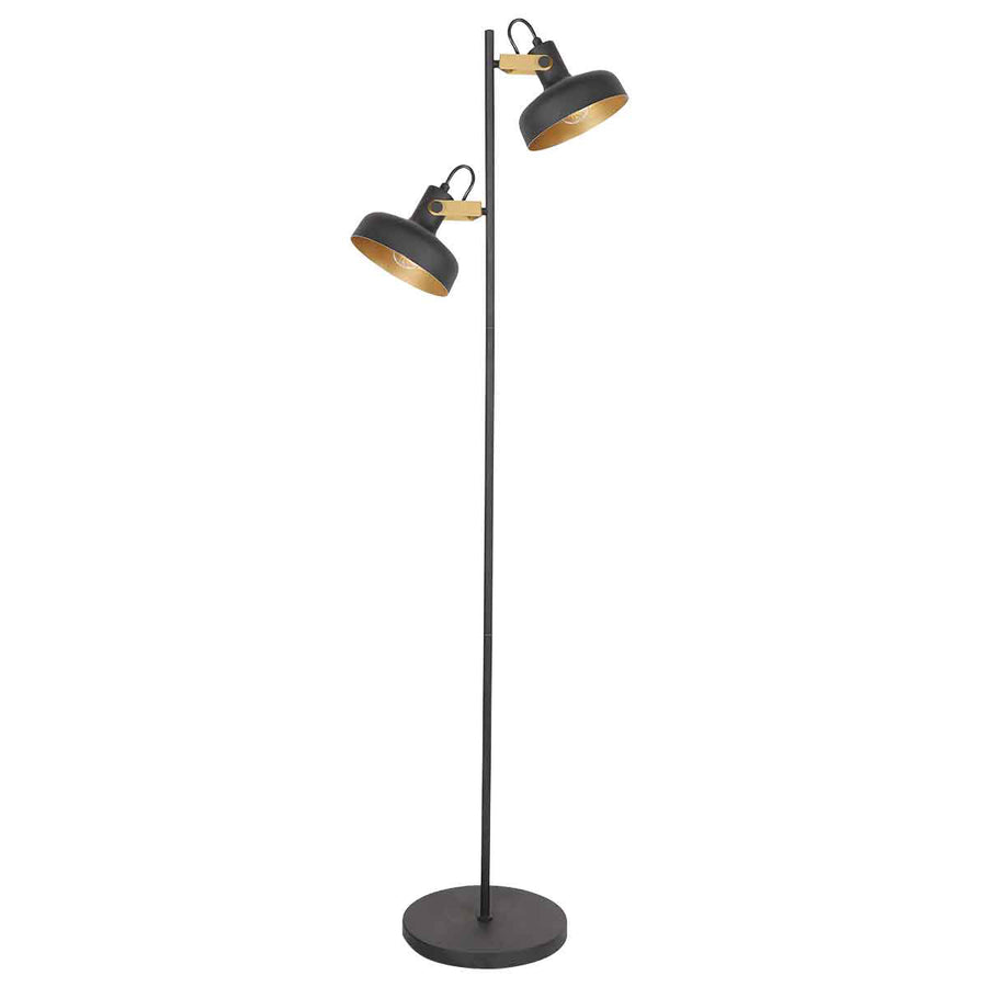 Zwarte 2 lichts vloerlamp prato 4121zw met e14 fittingen