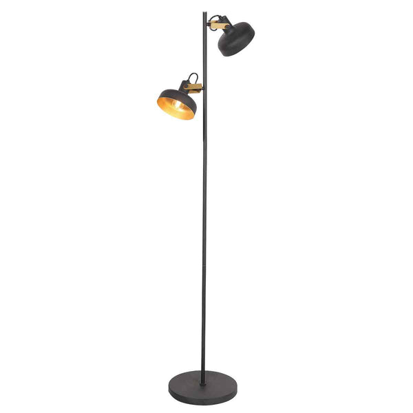 Zwarte 2 lichts vloerlamp prato 4121zw met e14 fittingen