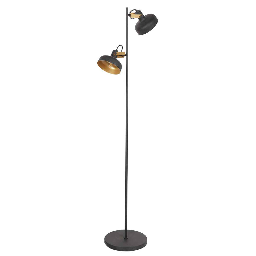 Zwarte 2 lichts vloerlamp prato 4121zw met e14 fittingen
