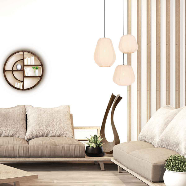 Hanglamp sable 4122cr - sfeervolle pendel met crème linnen kap ø25 cm