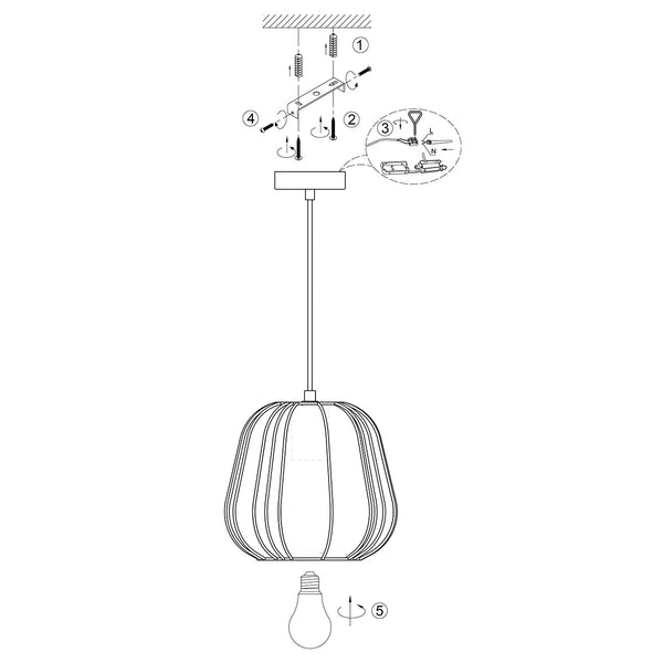 Hanglamp sable 4122cr - sfeervolle pendel met crème linnen kap ø25 cm