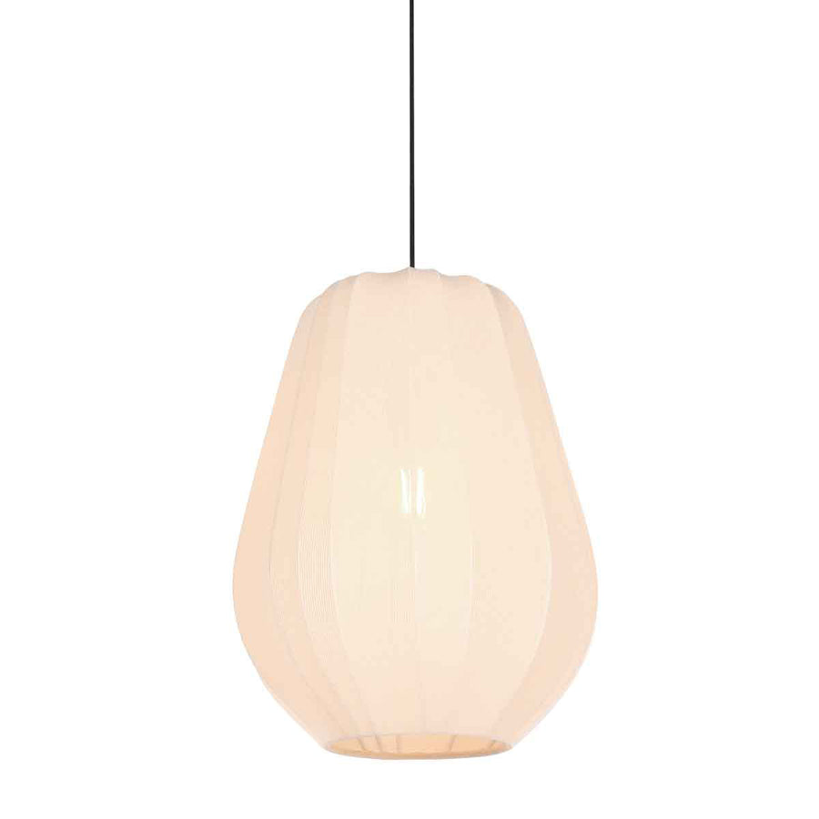 Hanglamp sable 4124cr - warme sfeermaker met crème linnen kap ø27 cm