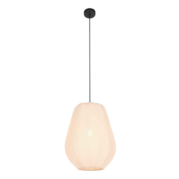 Hanglamp sable 4124cr - warme sfeermaker met crème linnen kap ø27 cm