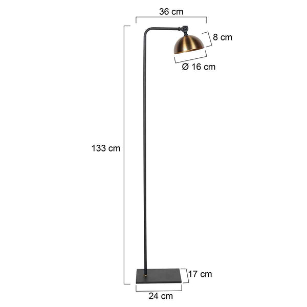 Zwart met bronzen vloerlamp Pintino 4125ZW GU10 fitting