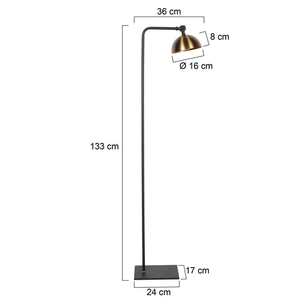 Zwart met bronzen vloerlamp Pintino 4125ZW GU10 fitting