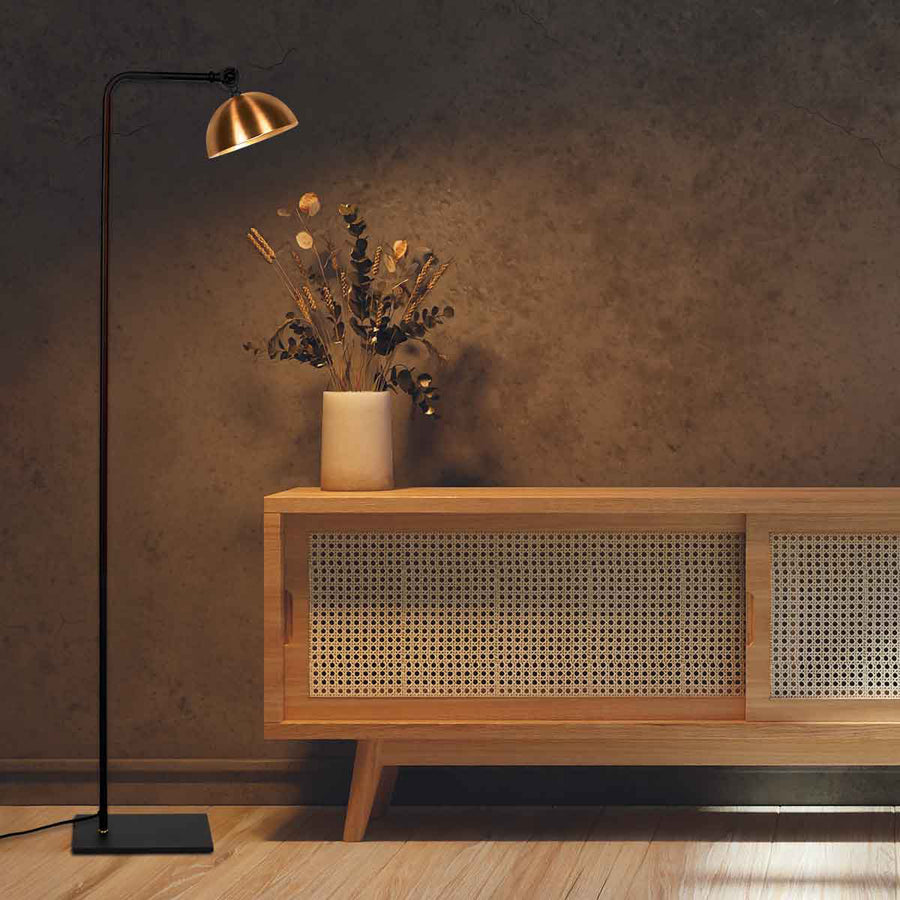 Zwart met bronzen vloerlamp Pintino 4125ZW GU10 fitting
