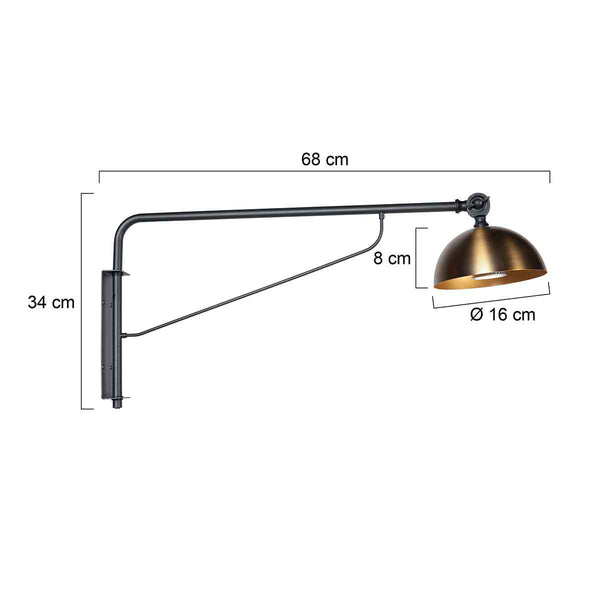 Zwart met bronzen wandlamp Pintino 4126ZW GU10 fitting