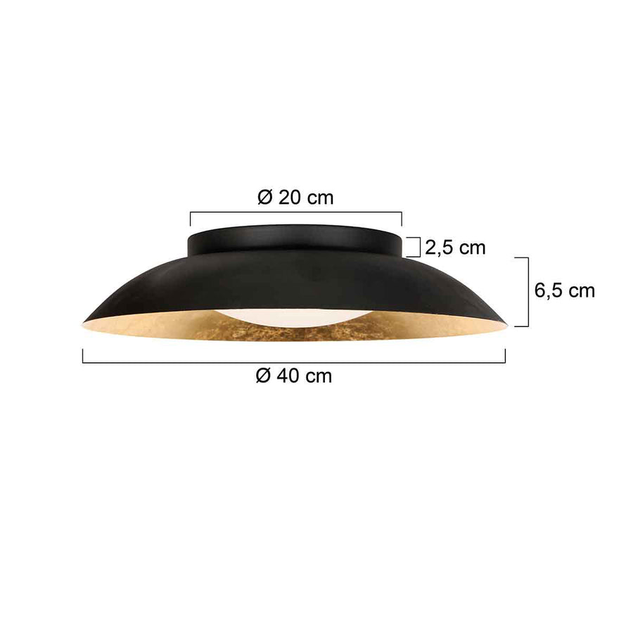 Zwart met gouden Plafondlamp Brotke 4127ZW 3 staps dimbaar