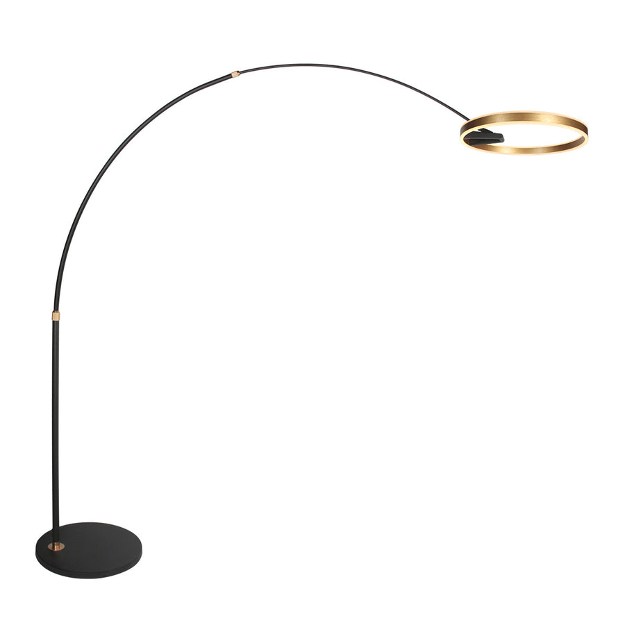 Booglamp ringlux 4130go zwart met goud luxe led vloerlamp