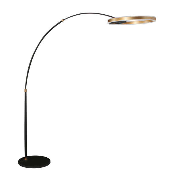Booglamp ringlux 4130go zwart met goud luxe led vloerlamp
