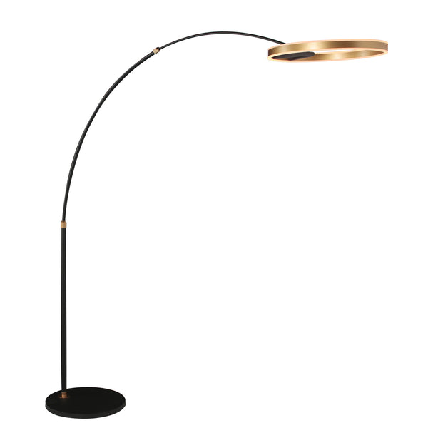 Booglamp ringlux 4130go zwart met goud luxe led vloerlamp
