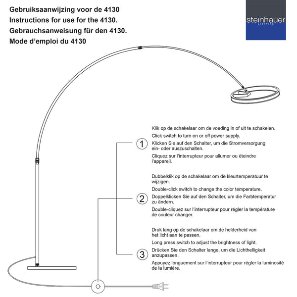 Booglamp ringlux 4130go zwart met goud luxe led vloerlamp