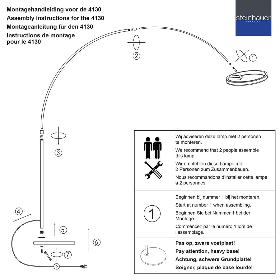 Booglamp ringlux 4130go zwart met goud luxe led vloerlamp