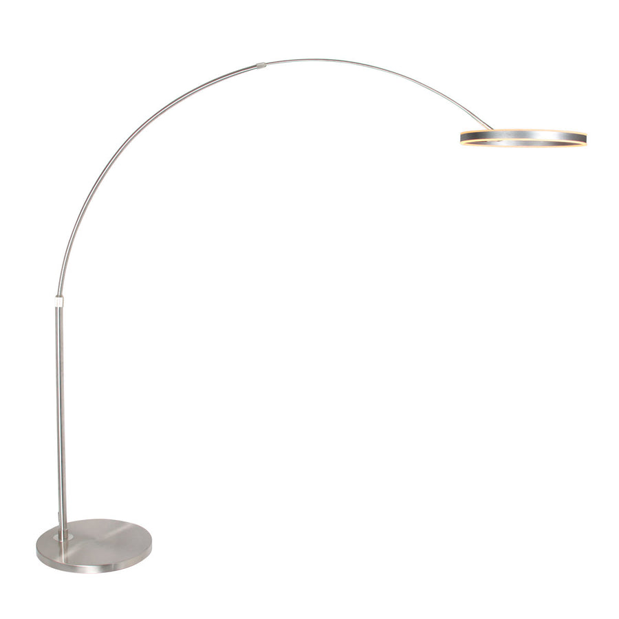Booglamp ringlux 4130st staalkleurige led vloerlamp met klasse