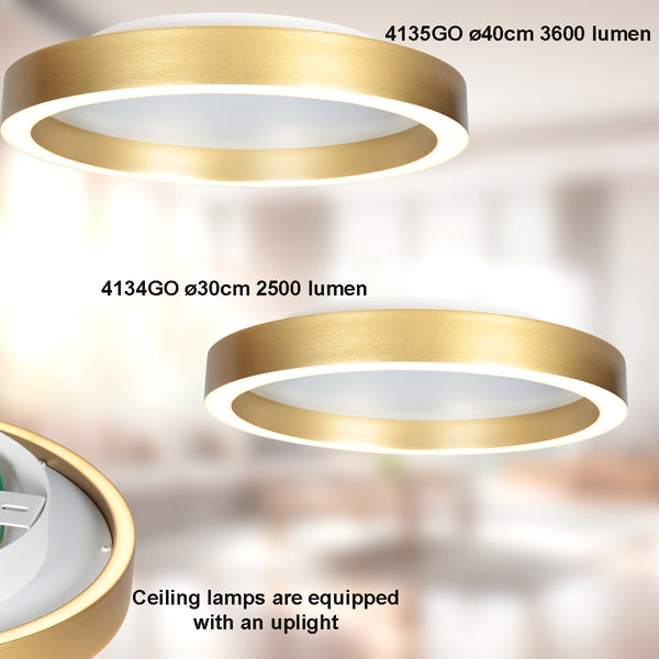 Goudkleurige plafondlamp Ringlux 4134GO Ø30CM 2500 Lumen