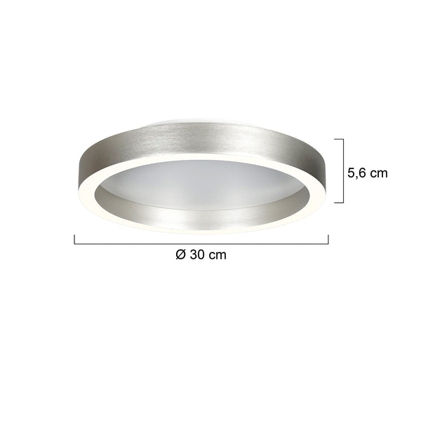Staalkleurige plafondlamp Ringlux 4134ST Ø30CM 2500 Lumen
